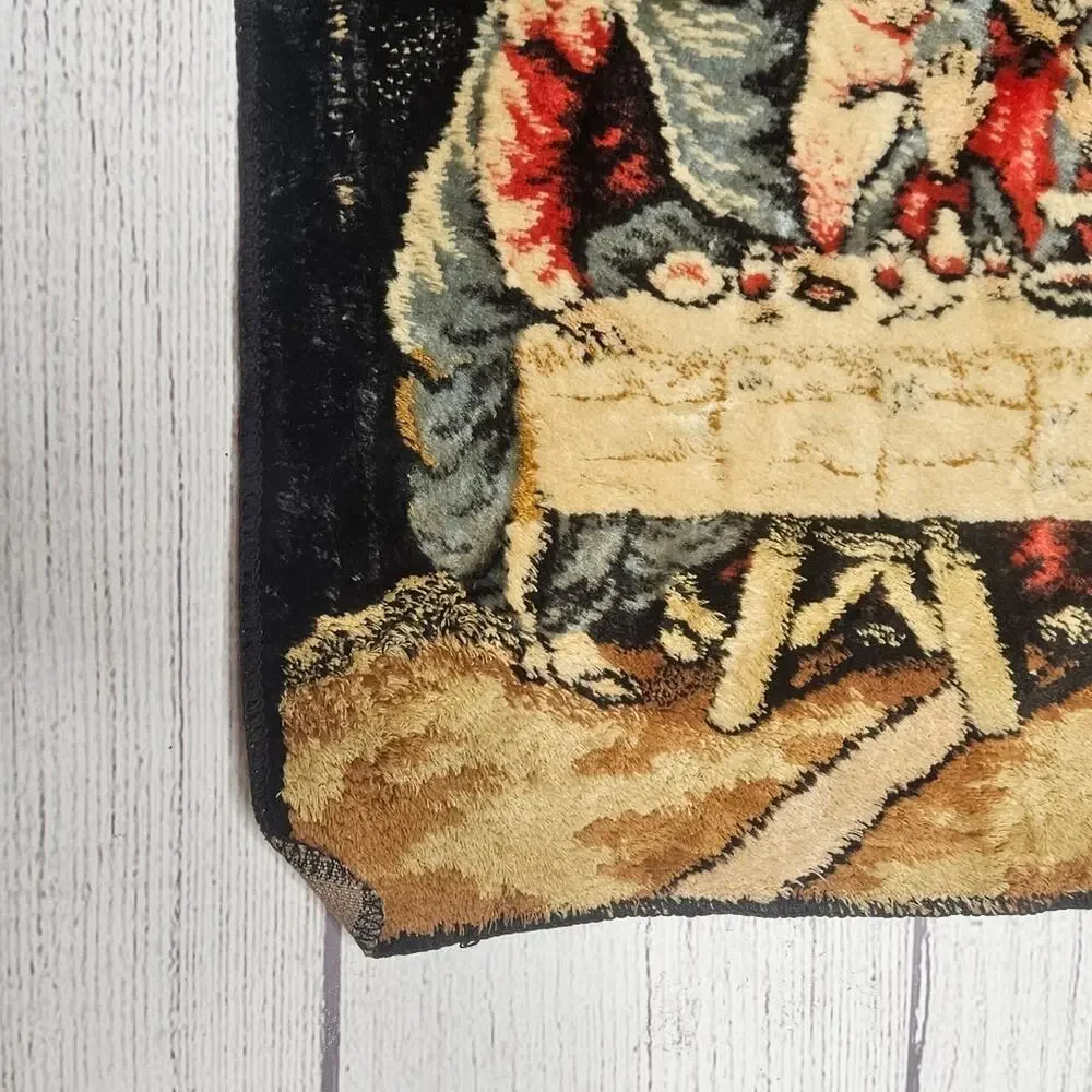VTG Velvet Tapestry Leonardo DaVinci The Last Supper Wall Hanging, 37.5x19